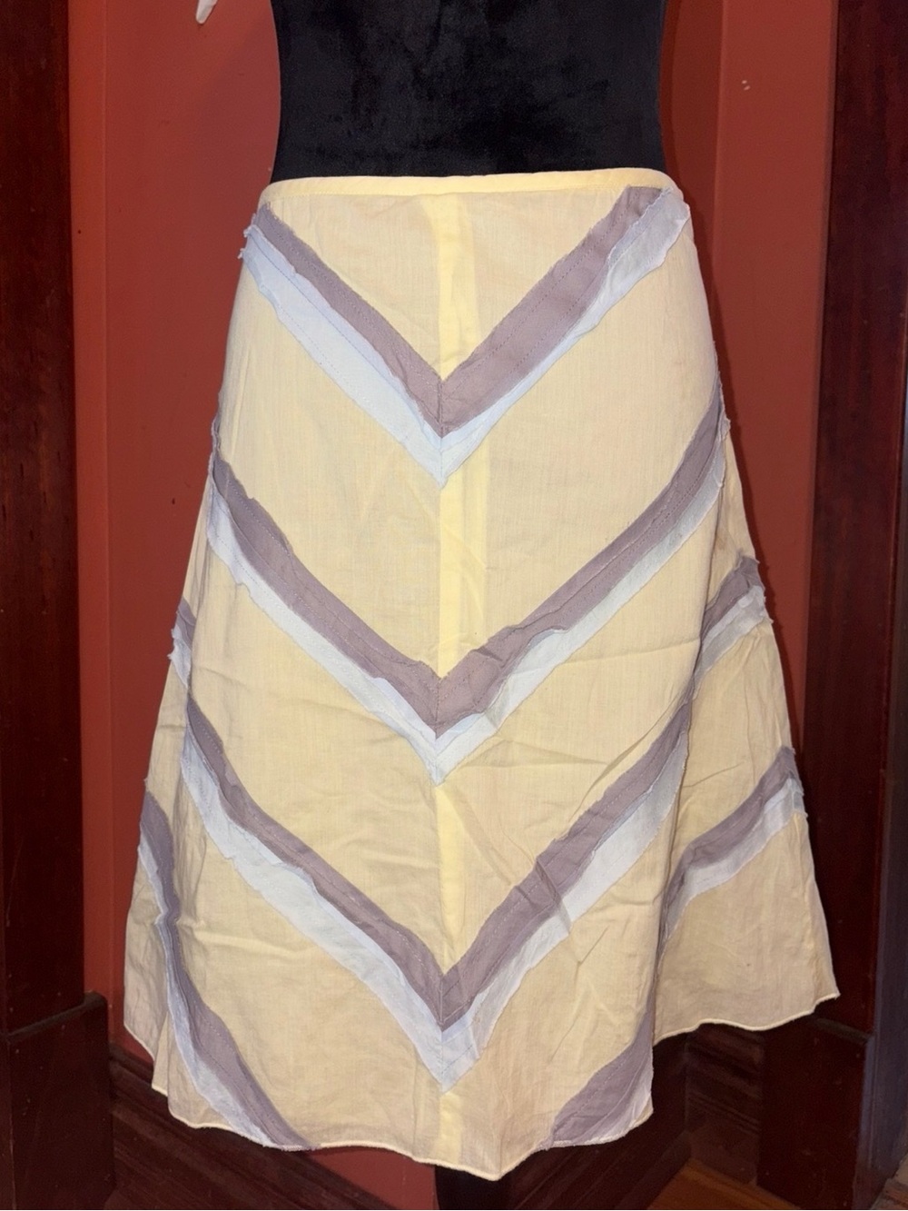 Free people vintage 2000’s Light Yellow Chevron Midi Skirt